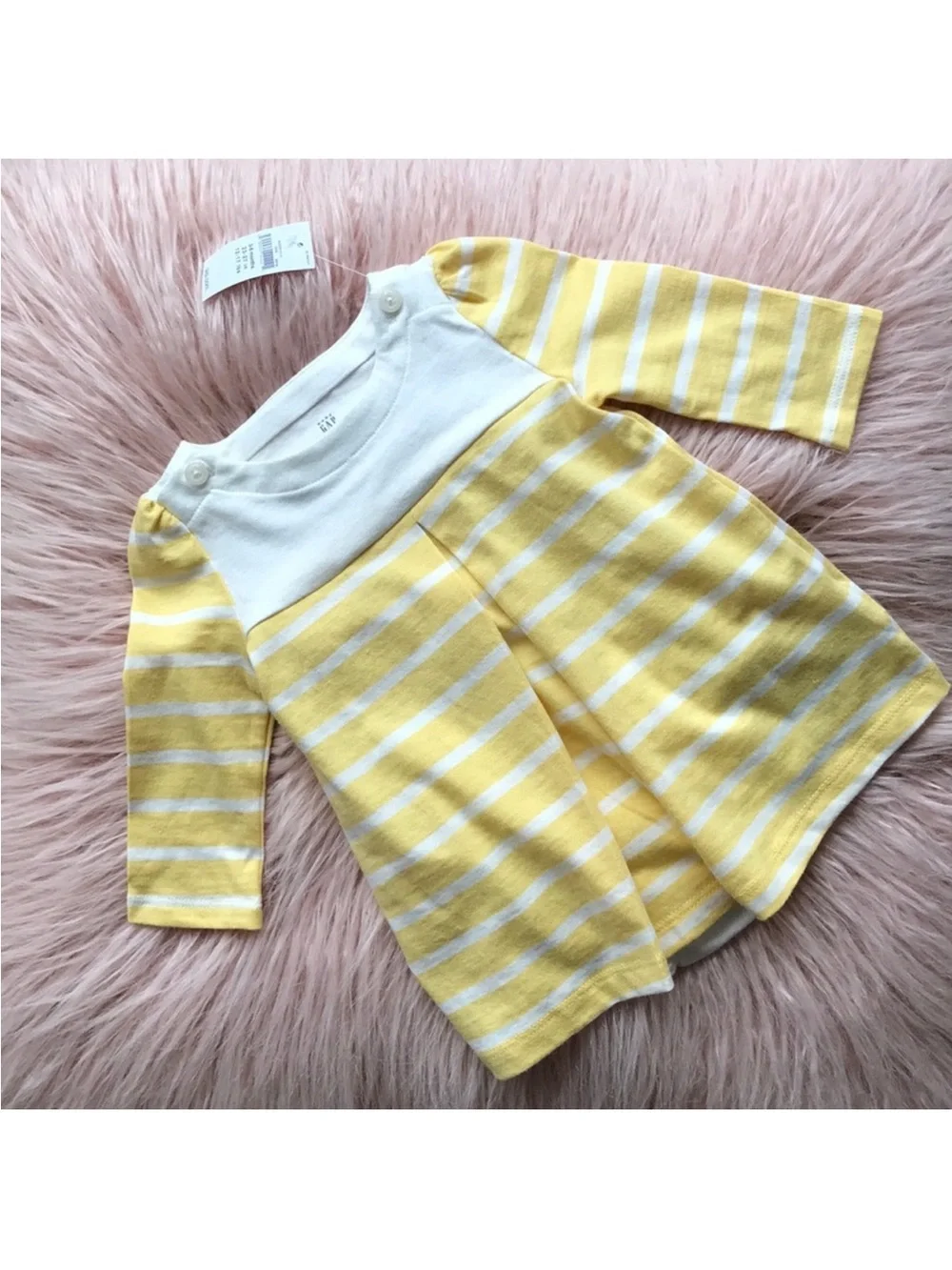 NWT Baby Gap Dress | Yellow Stripe Long-Sleeve | With Bloomers 100% Cotton